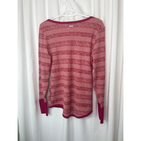 Columbia t-shirt Henley knit top women's large red pink cabin look comfortable - Picture 4 of 16